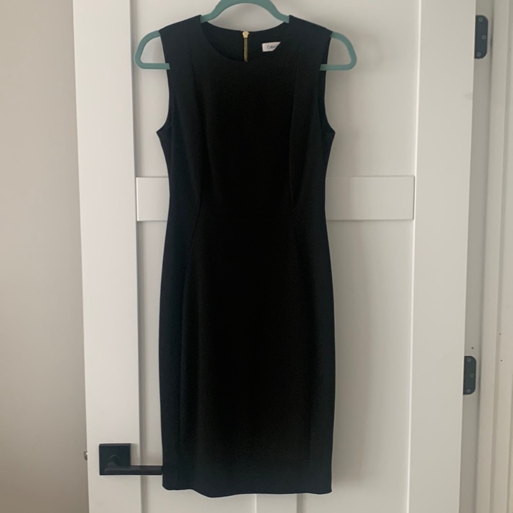 Calvin Klein black dress with gold zipper